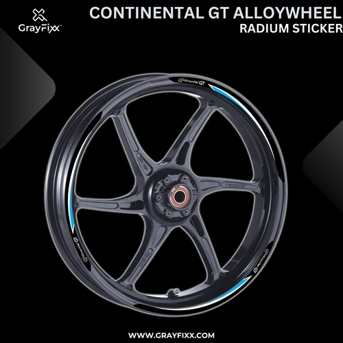 Alloy Wheel Radium Sticker for Continental GT 650 | Made in Premium Radium with FPF (Fade Protection Film), Waterproof, Precut Sticker, Pack Of 12